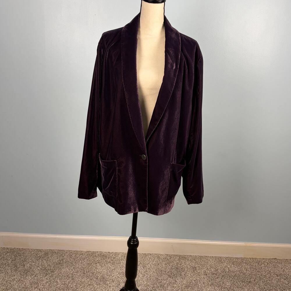 Sejour dark academia Velour velvet look plum shawl collar blazer 22W dark romanc